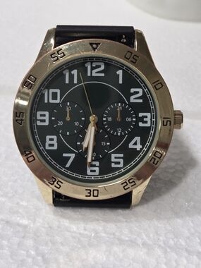 Wgs Gold-Tone Men’s Watch with Black Dial